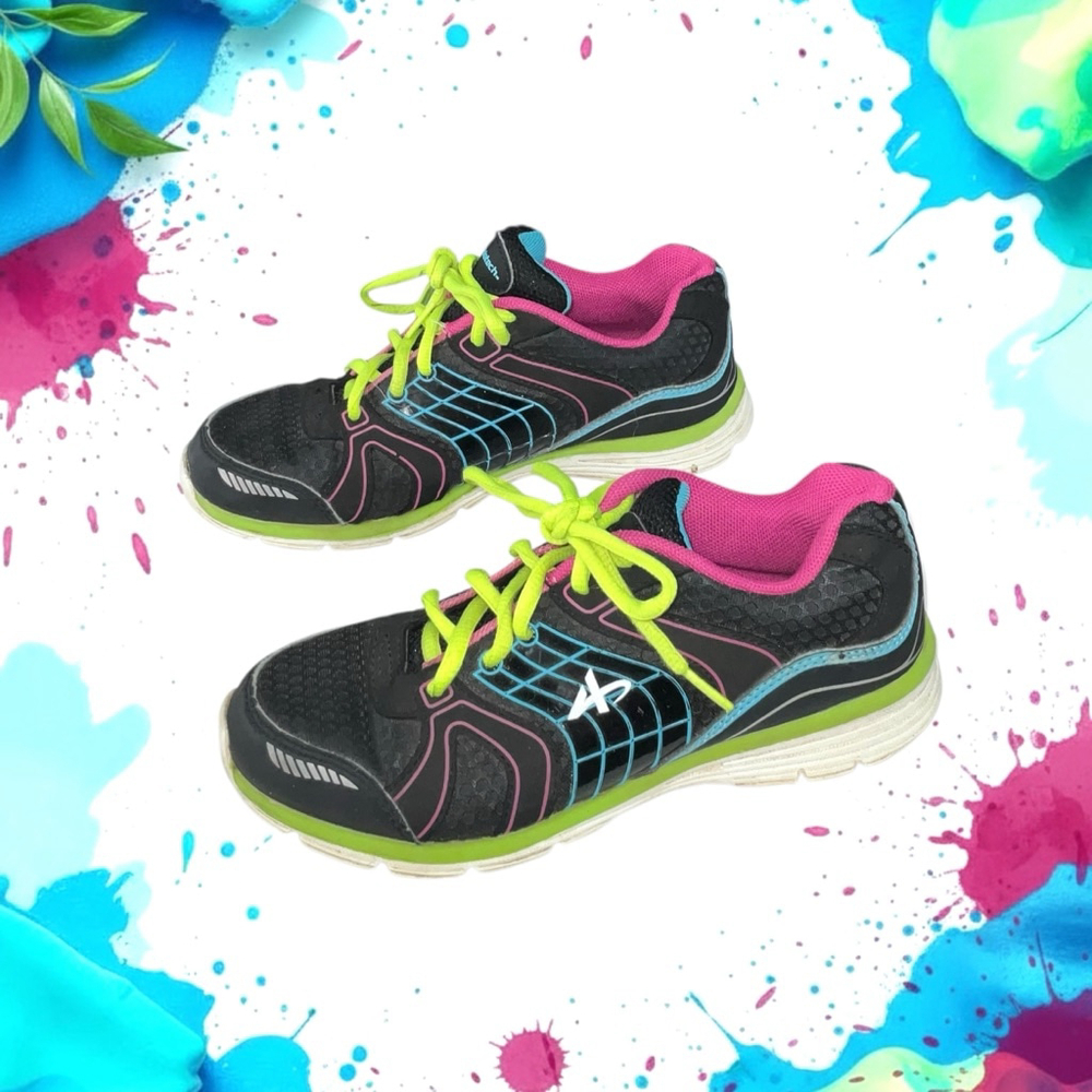 Athletech Willow 2 Black w Pink, Neon Green, White Athletic Sneakers Girls 3M